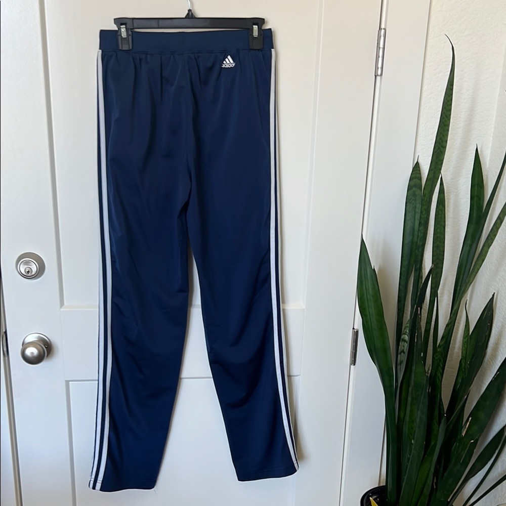 Adidas Blue and White Sweatpants with Iconic Stripes